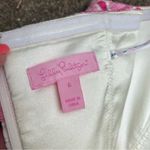 Lilly Pulitzer  Pink White Strapless Silk Blend Sheath Dress Brocade Jacquard 6 Photo 4