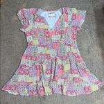 Anthropologie  Robin Patchwork Floral Tiered Ruffle Babydoll Swing Mini Dress L‎ Photo 3
