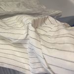 Drew NWT  Linen Blend Lagenlook Narrow Stripe Blazer Jacket | Ivory/Black | Large Photo 3