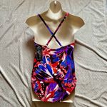 Catalina Vibrant Multicolor Women’s One Piece X-Back Tank Swimsuit, Royal Print Photo 1