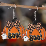 Halloween Pumpkin Earrings Boo Leopard Bow Ghost Dangle Drop Earrings New Orange Photo 0