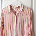 J Brand Neon Stripe Button Down Button-Back Long Sleeve Semi Sheer NWT M Photo 2