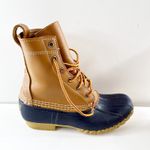 L.L. Bean Lace Up Bean Winter Rain Snow Boots Navy Blue Brown 8 Photo 1