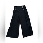 Boutique Elastic High Waist Wide Leg Crop Palazzo Pants Buttons Smocking Sz M Photo 2