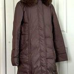 Decently winter women’s coat, XXL size, removable natural fur around the hood Brown Photo 3