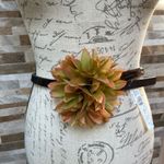 NWT Live LOVE LOFT Flower Sequins Belt brown w yellow flower Sz S Photo 1