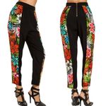 Line and Dot Tropical Floral/Leaf Silk Tapered Leg Cropped Pants size XS NWT Photo 5