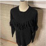 VICI Black Fringe Sweater Dress Tunic Long Sleeve Crew Neck Women's Small Photo 1