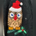 United States Sweaters Owl Button Down Christmas Sweater Womens XL Black White Button Up Photo 2