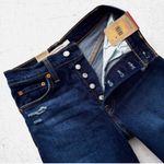 Levi's NWT Levi’s Ribcage Straight Ankle Button Fly Distressed Jeans 27x27” Dark Blue Photo 3