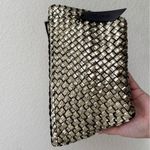NAGHEDI Portofino Cosmetic Bag in Etoile Woven Neoprene Metallic Gold Makeup Bag Photo 6