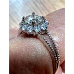 1 ct Moissanite Round Cut Ring with Moissanite Accents Size 8 Silver Photo 8