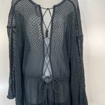 Anthropologie Brea Cover Up Cotton Mesh Dress Black Lacing Detail Crochet Photo 3