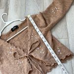 Cider Embroidered Cardigan Sweater Brown medium floral open tie front coquette Photo 5