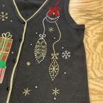 Holiday Time Vintage  Christmas Sweater Vest Gifts Presents Bulbs Size XL Black Photo 4