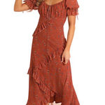 Panhandle Rust Floral Maxi Dress with Ruffles Photo 0