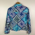 Coldwater Creek  Bandana Print Button Front Jacket Small Blue Cotton Paisley Boho Photo 3