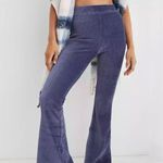 Aerie  Groove-On Rib Velour High-Waisted Flare Pant, Blue, Size Large Short Photo 0