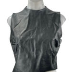 SKIMS  Women's Black Faux Vegan Leather Sleeveless Back Zip Crop Tank Top Size L Photo 0