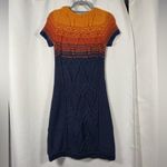 Free People  Orange and Navy Blue Sunset Knit Sweater Dress Small Photo 1