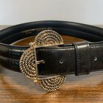 Accessory Lady Black and Gold Italian Leather Belt Photo 1
