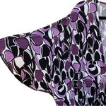 Lily 🖤💜🤍 Geometric Retro Patterned Long Open Topper, Elastic Waist Front Tie Purple Size 2X Photo 5