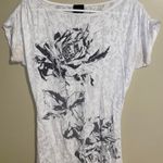 Daytrip White Tee with Flower Detail Photo 1