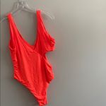 Matte Collection Bright Orange Cut Out One Piece Swimsuir Photo 2