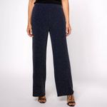 Susan Graver New Occasions Metallic Knit Wide Leg Pants Navy Blue Size Medium Photo 1
