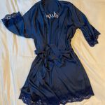 Navy Blue Bridesmaid Short Robe Photo 0