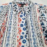 Style & Co Patchwork Long Sleeve Top Blouse M Roll Tab Sleeve Lace Ruffle Flowy Photo 4