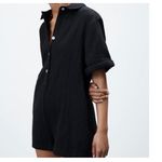 ZARA  Black Textured Short Sleeve Romper Photo 5