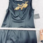 Ellen Tracy Womens 14 Black Sleeveless Sheath Dress With Gold Floral Detail Photo 2