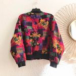 80s vintage floral patchwork boho indie hippie bohemian bomber jacket coat shirt top zip up Photo 1