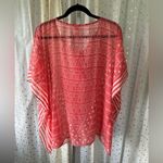 Chico's Sheer Geometric Tassel Summer Cover Up Stripe Batwing Poncho S/M Photo 3