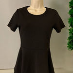 Caution to the Wind Womens Black Short Sleeve Peplum Blouse Size Small Photo 0