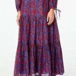 Roller Rabbit  Red Lorien Carlisa Floral Print Tiered Maxi Skirt Sz M NWT Photo 0