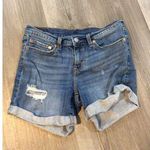 Levi Size 28 destroyed cuff shorts stretchy 4" inseam comfy Blue Photo 0