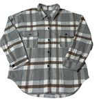 Woman’s Flannel Fleece Jacket Sherpa Button Up Shacket size XXL Gray Photo 1