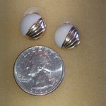 Elegant Gold Tone and Off White Enamel Vintage Boho Stud Earrings Photo 3