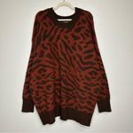 Ava & Viv NWT Brown Animal Print Crewneck Pull Over Sweater Photo 1