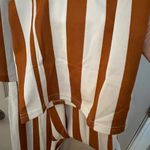 Dress Day off the shoulder brown white striped wide leg jumpsuit with pockets L. Size L Photo 5