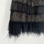 BCBG Maxazria Strapless Feather Trim Cocktail Dress Tiered Black Women's 12 Photo 4