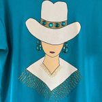 Country Charm Women's Vintage Teal Cowgirl T Shirt Size L Blue Size L Photo 2