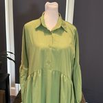 Women’s Lightweight Long Sleeve Loose Maxi Bohemian Ruffle Hem Dress Size 4XL Green Photo 3