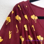 Unique Vintage  X GB Gywnnie Bee Maroon Yellow Midi 0X Heart‎ Balloon Dress Photo 5