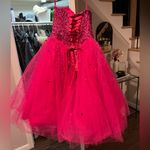 Mori Lee Hot Pink‎  tulle rhinestone Dress Photo 2