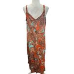 Paisley Print Maxi Dress Sleeveless Boho‎ Casual Summer Beach Cover Up Orange Size XXL Photo 5