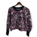Joie  Burgundy Black Paisley Floral Sweater Sweathirt Photo 0