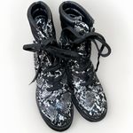 Rampage Women’s  Black Python Chunky‎ Heeled Moto Combat Boots Sz 7.5  90s Photo 1